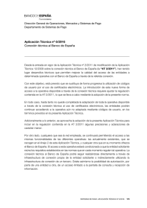 Aplicación Técnica nº 6/2016 Conexión técnica al Banco de España