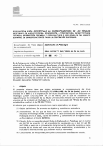 evaluación para determinar la correspondencia de los títulos