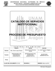 02 Catálogo del proceso de presupuesto - FES Aragón