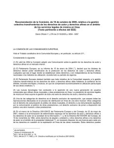 Recomendación de la Comisión, de 18 de octubre de 2005, relativa