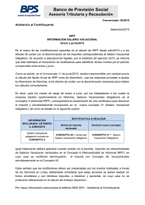 Información Salario vacacional 2015