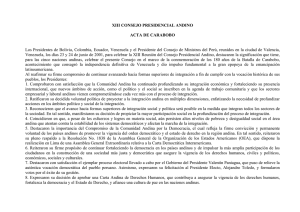 XIII CONSEJO PRESIDENCIAL ANDINO ACTA DE CARABOBO Los