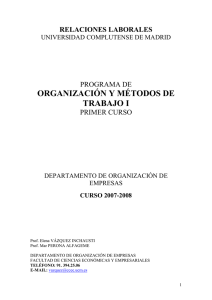 Organización y Métodos del Trabajo I