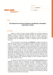 tipo impositivo aplicable en obras de albañilería