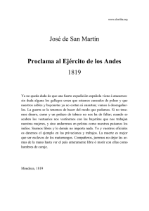 José de San Martín Proclama al Ejército de los Andes 1819