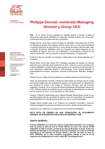 Philippe Donnet, nombrado Managing Director y Group