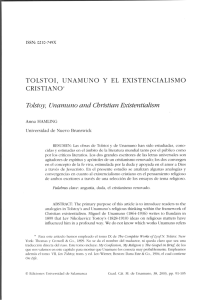 TOLSTOI, UNAMUNO Y EL EXISTENCIALISMO