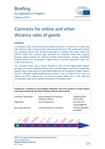 Contracts for online and other distance sales of goods