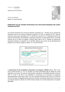 Publicación de las Cuentas Financieras de la Economía Española