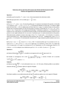 Soluciones de los ejercicios del examen de Cálculo del 29 de junio