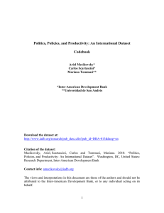 Politics, Policies, and Productivity: An International Dataset Codebook