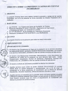 Directiva sobre la provisión y castigo de cuentas