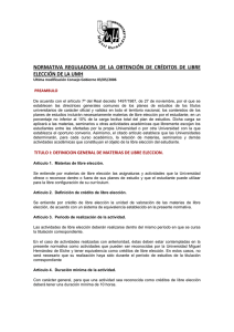 Normativa Reguladora de la obtención de Créditos de Libre Elección