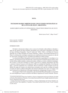 NOTA FECHADOS RADIOCARBÓNICOS DE COLECCIONES