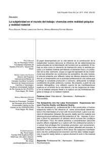 La subjetividad en el mundo del trabajo: vivencias entre realidad