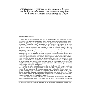 Pervivencia y reforma de los derechos locales en la Epoca Moderna