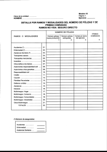 DETALLE POR RAMOS Y MODALIDADES DEL NÚMERO DE