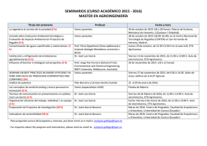 Calendario de seminarios del Máster en Agroingeniería