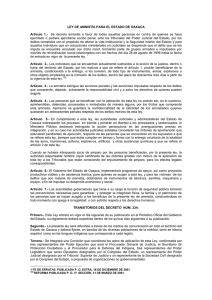 LEY DE AMNISTÍA PARA EL ESTADO DE OAXACA Artículo 1.