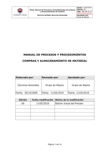compra y almacenamiento de material