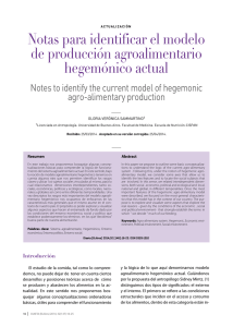Notas para identificar el modelo de producción agroalimentario