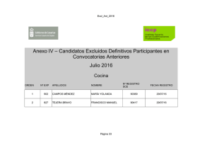 Julio 2016 Anexo IV – Candidatos Excluidos Definitivos