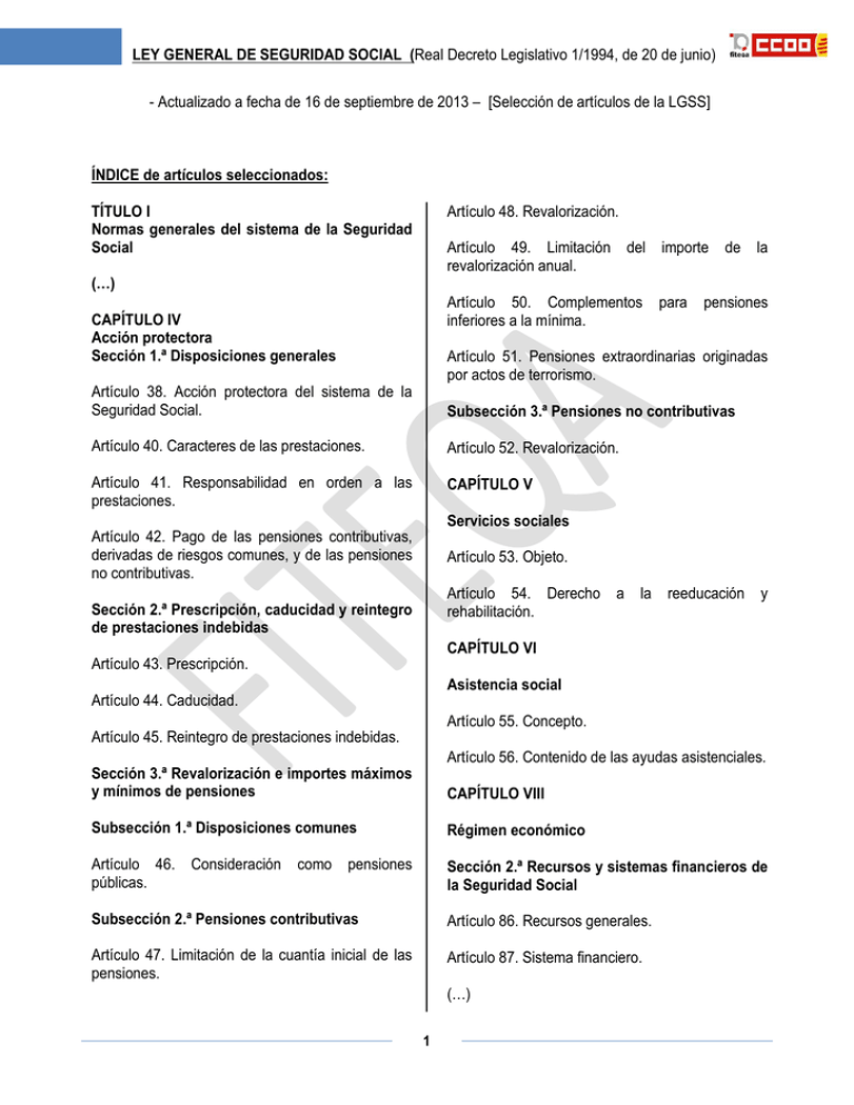 Real Decreto Legislativo 1/1994, De 20 De Junio