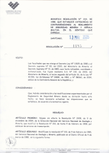 modifica resolución n° 210, de 1988, que establece