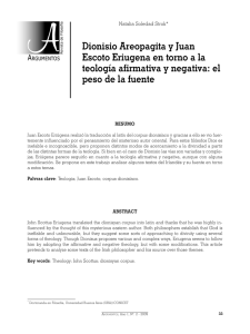 dionisio areopagita y Juan Escoto Eriugena en torno a la teología