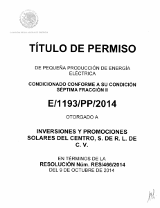 TÍTULO DE PERMISO - Comisión Reguladora de Energía