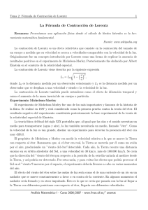 La Fórmula de Contracción de Lorentz