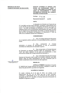 Page 1 REPÚBLICA DE CHILE EJECUTA ACUERDO Nº 045/2016