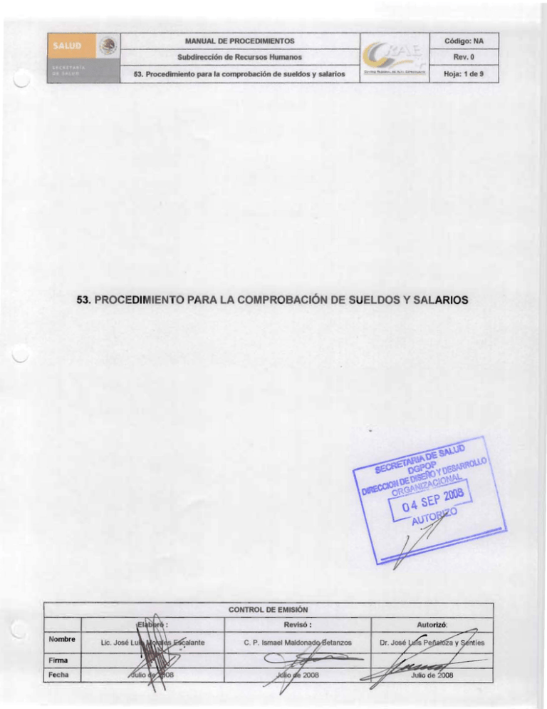 53 Procedimiento Para La Comprobaci n De Sueldos Y Salarios