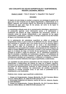 uso conjunto de aguas superficiales y subteráneas, región lagunera