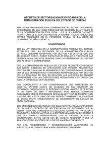 decreto de sectorizacion de entidades de la administraci&oacute;n publica