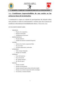 7. SESIÓN, TAREAS Y EJERCICIOS EN LA INICIACIÓN 7.1