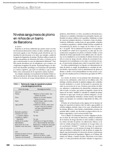 Niveles sanguíneos de plomo en niños de un barrio de Barcelona