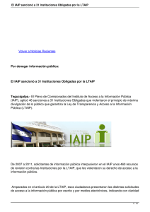 El IAIP sancionó a 31 Instituciones Obligadas por la LTAIP