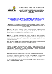 Acuerdo Creación DIF2 - Ayuntamiento de Mexicali