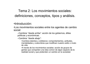 Tema 2: Los movimientos sociales: definiciones, conceptos, tipos y
