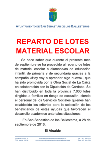 reparto de lotes material escolar - Ayuntamiento de San Sebastián