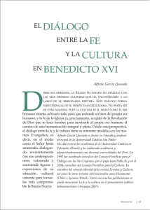 Del diálogo entre la Fe y la Cultura en Benedicto XVI