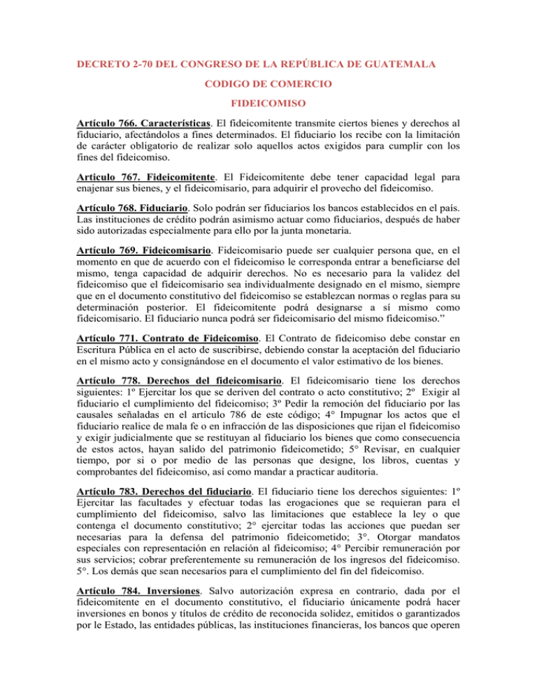 Decreto 2-70 Del Congreso De La República De Guatemala. Código