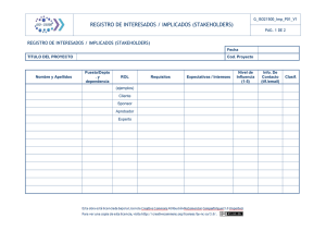registro de interesados / implicados (stakeholders)