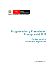 Programación y Formulación Presupuestal 2012