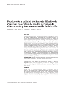 Producción y calidad del forraje diferido de Panicum coloratum L. en