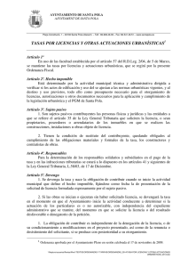 TASA POR LICENCIAS Y OTRAS ACTUACIONES URBANÍSTICAS