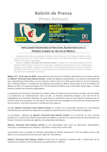 Boletín de Prensa (Press Release) IMPULSARÁN INVERSIONES