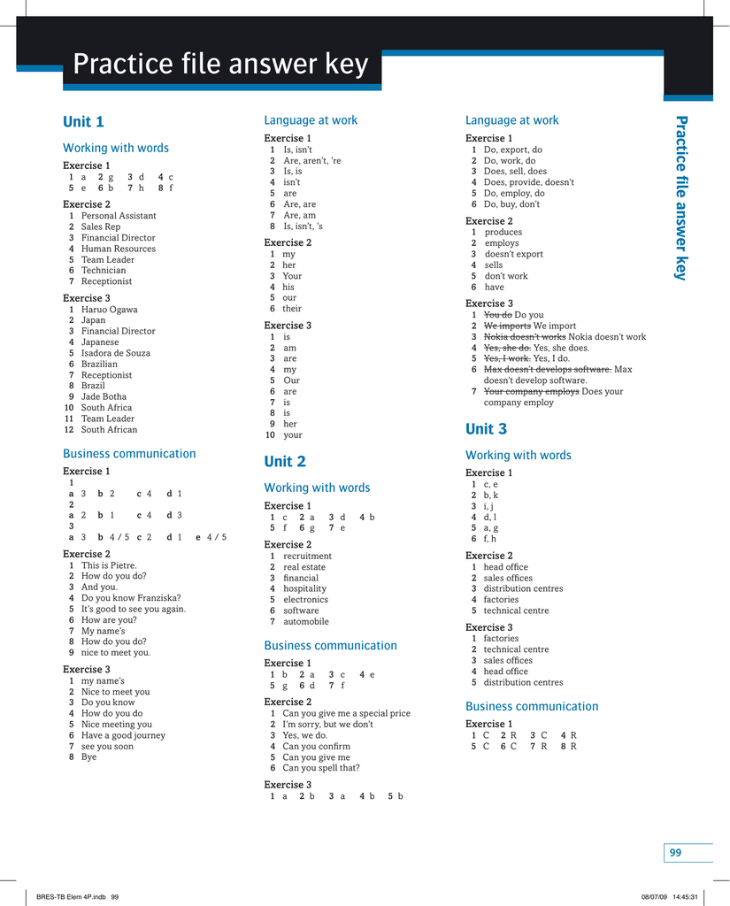 Practice File Answer Key