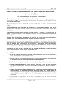 ¿Cómo empezar a escribir un proyecto? JPGS, 2006 Página 1 de 6